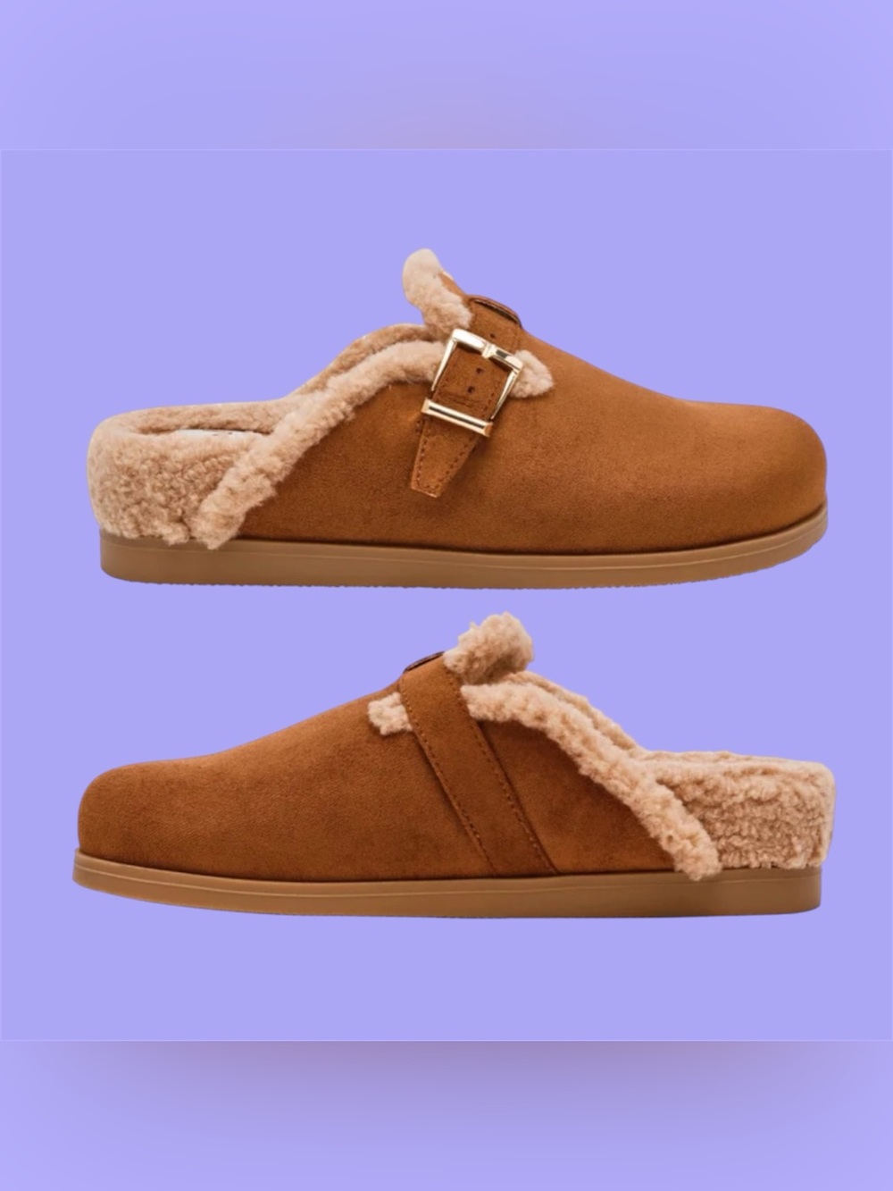 DV by Dolce Vita Womens Size 7 Cognac Brown Sherpa Lined Slide On Clog Shoes